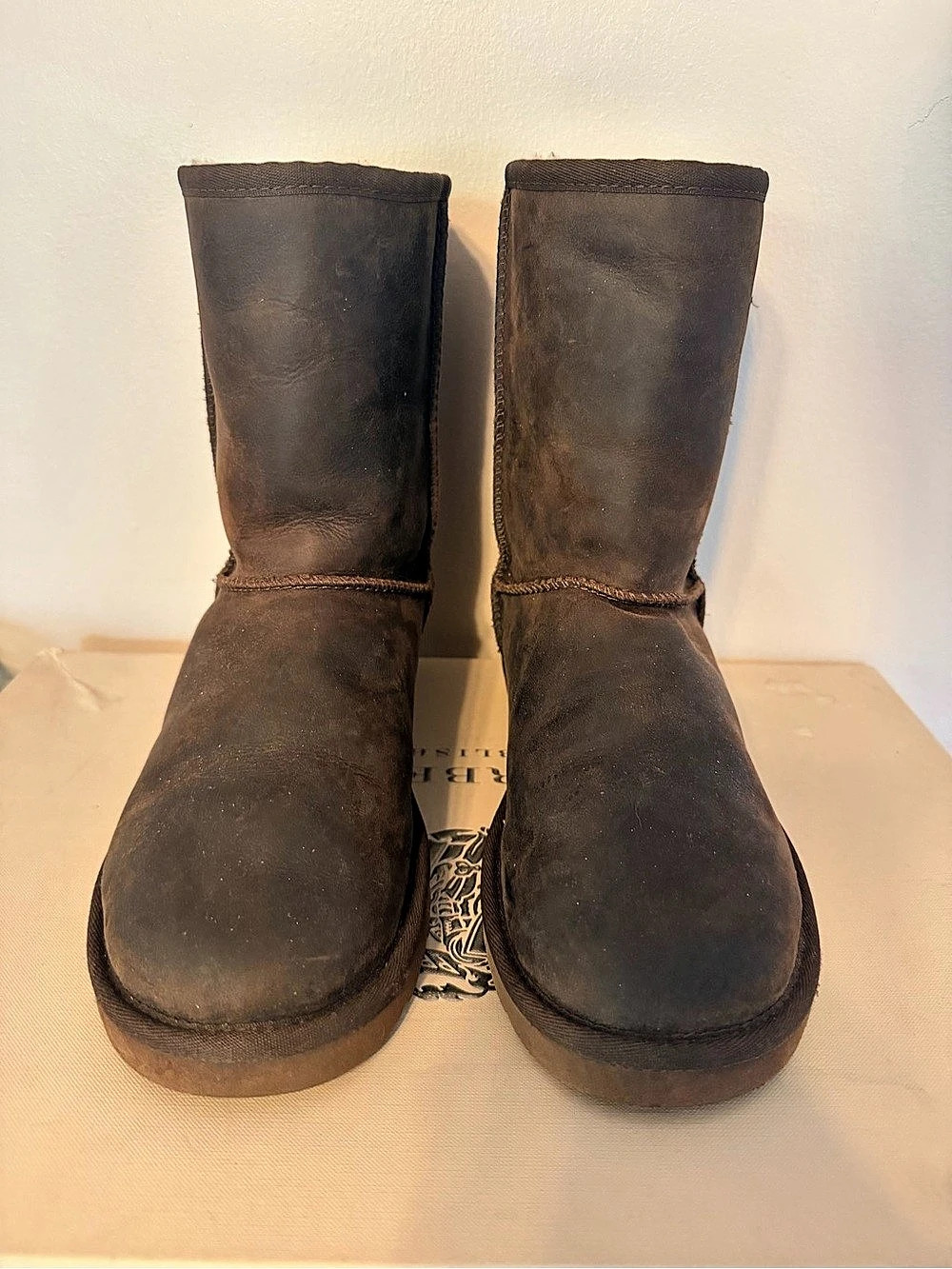 UGG Classic Short Leather Boot Classic Tall Boots Brown US 8